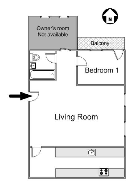 New York 2 Bedroom roommate share apartment - apartment layout  (NY-12096)