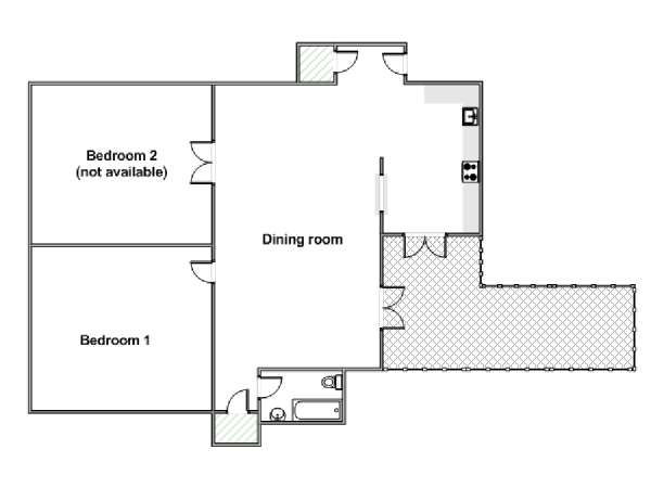 New York 2 Camere da letto stanza in affitto - piantina approssimativa dell' appartamento  (NY-12146)