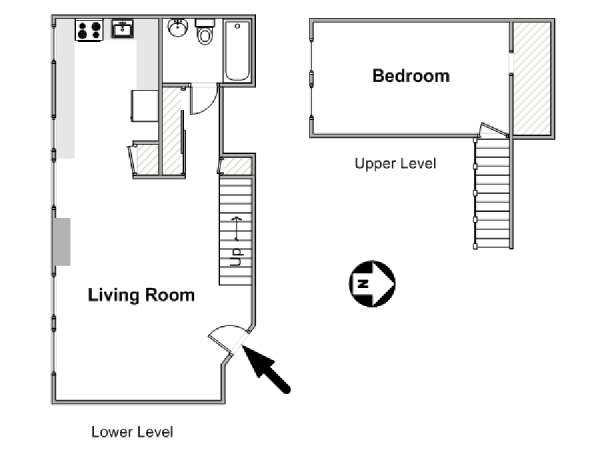 New York 1 Bedroom - Loft - Duplex apartment - apartment layout  (NY-12177)