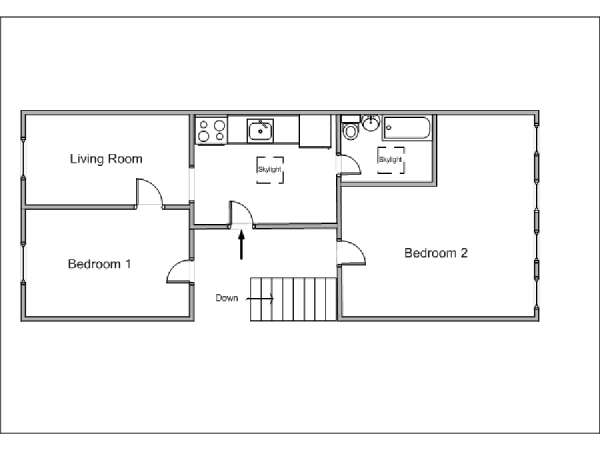 New York 2 Camere da letto appartamento - piantina approssimativa dell' appartamento  (NY-12269)