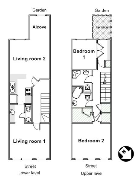 New York 2 Bedroom - Duplex accommodation - apartment layout  (NY-12274)