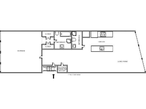 New York 1 Camera da letto - Loft appartamento - piantina approssimativa dell' appartamento  (NY-12282)