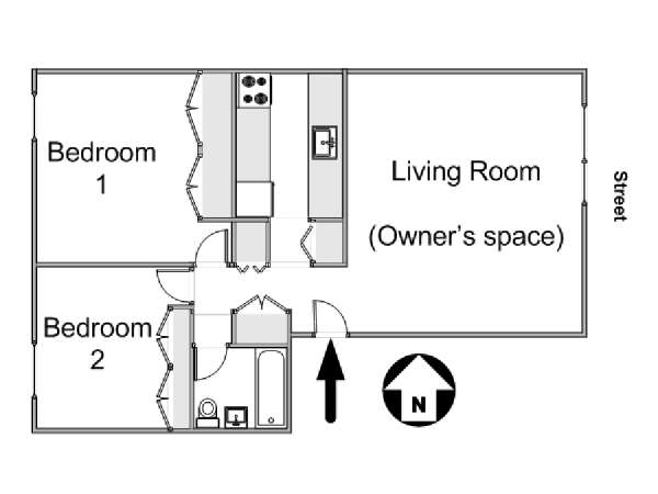 New York 2 Bedroom roommate share apartment - apartment layout  (NY-12288)