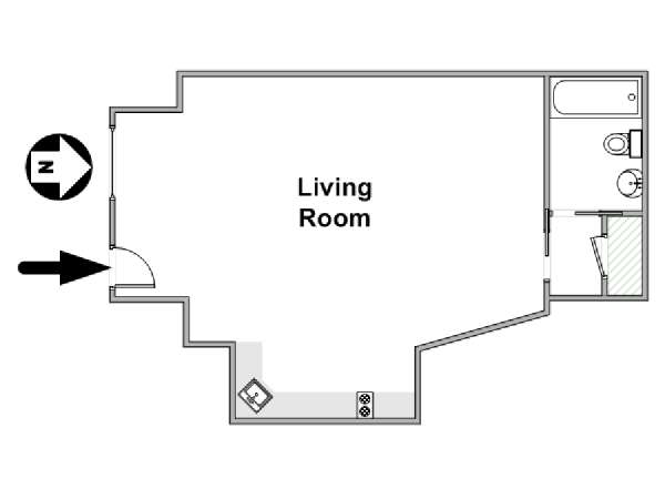 New York Monolocale appartamento - piantina approssimativa dell' appartamento  (NY-12309)