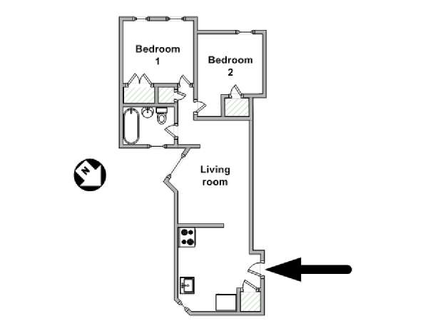New York 2 Camere da letto appartamento - piantina approssimativa dell' appartamento  (NY-12320)