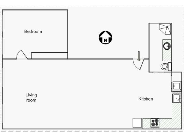 New York 1 Camera da letto - Loft appartamento casa vacanze - piantina approssimativa dell' appartamento  (NY-12330)