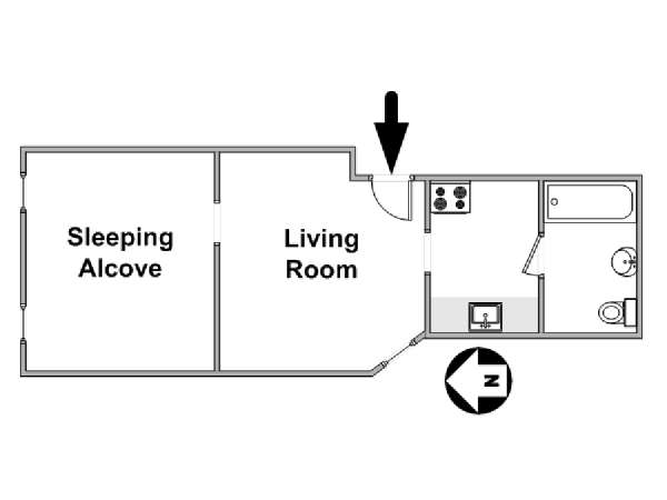 New York Studio avec Alcôve T1 logement location appartement - plan schématique  (NY-12361)