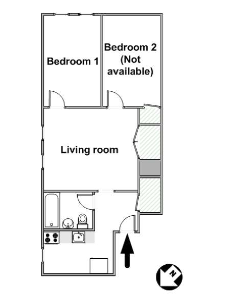 New York 2 Camere da letto stanza in affitto - piantina approssimativa dell' appartamento  (NY-12376)