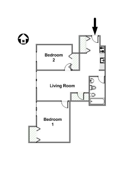 New York 2 Camere da letto appartamento - piantina approssimativa dell' appartamento  (NY-12437)
