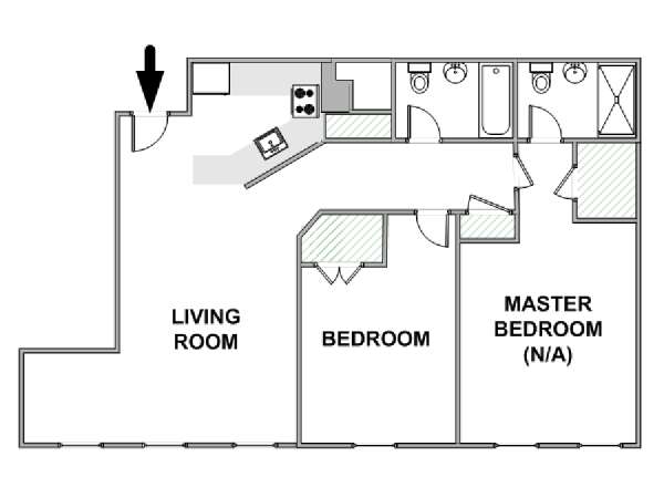 New York 2 Bedroom roommate share apartment - apartment layout  (NY-12438)