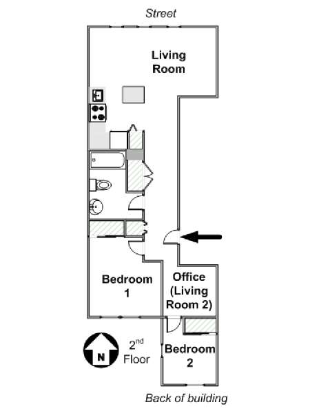 New York 2 Bedroom accommodation - apartment layout  (NY-12452)