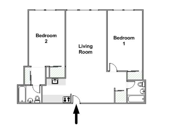 New York 2 Camere da letto appartamento - piantina approssimativa dell' appartamento  (NY-12462)