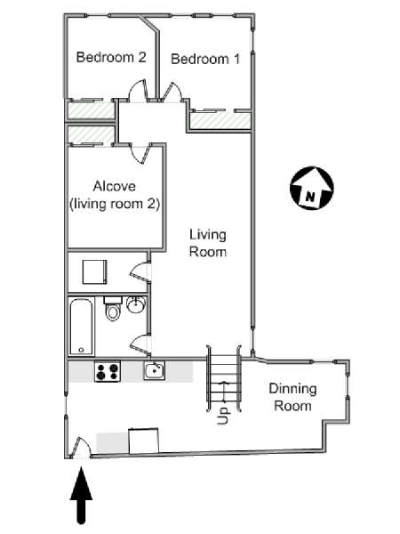 New York 2 Camere da letto appartamento - piantina approssimativa dell' appartamento  (NY-12604)
