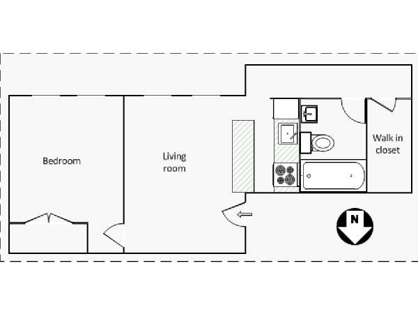 New York 1 Camera da letto appartamento - piantina approssimativa dell' appartamento  (NY-12641)