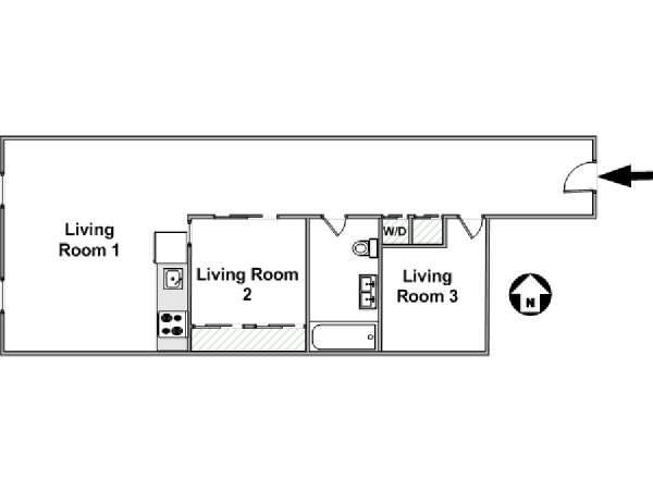 New York Studio avec Alcôve T1 - Loft logement location appartement - plan schématique  (NY-12661)