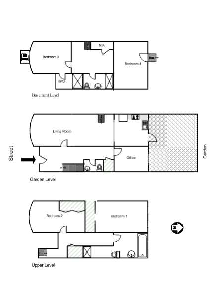 New York 4 Bedroom - Triplex apartment - apartment layout  (NY-12682)