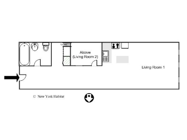 New York Grande monolocale appartamento - piantina approssimativa dell' appartamento  (NY-12709)