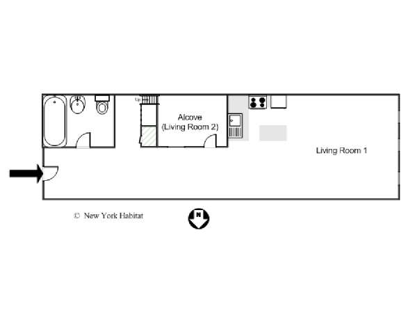 New York Studio mit Alkoven wohnungsvermietung - layout  (NY-12709)