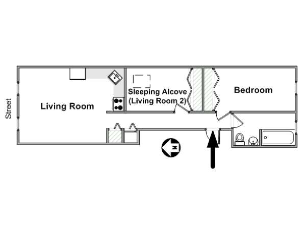 New York 1 Bedroom accommodation - apartment layout  (NY-12727)