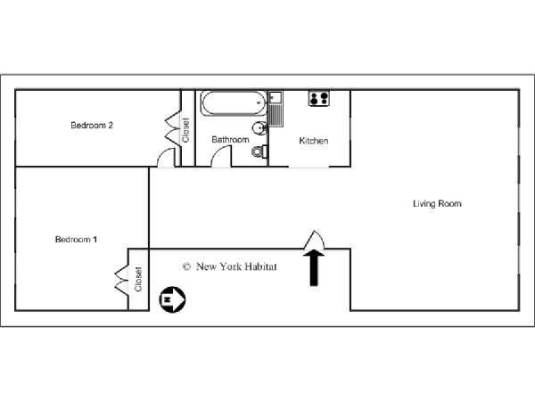 New York 1 Bedroom accommodation - apartment layout  (NY-12730)