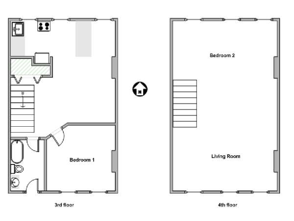 New York 2 Camere da letto - Duplex appartamento - piantina approssimativa dell' appartamento  (NY-12756)