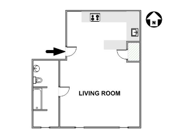 New York Monolocale appartamento - piantina approssimativa dell' appartamento  (NY-12768)