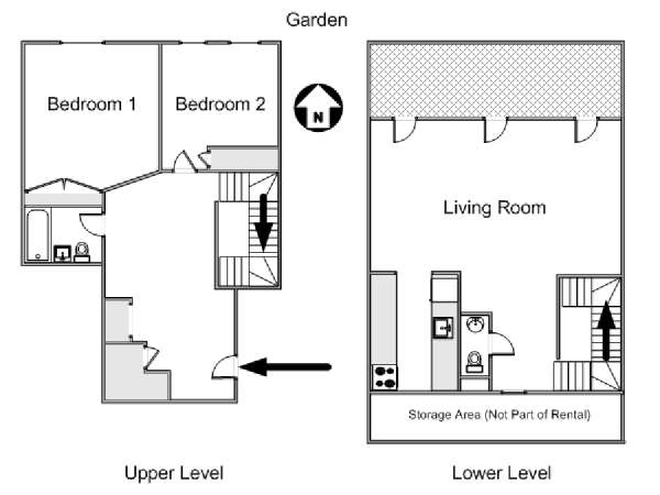 New York 2 Bedroom - Duplex apartment - apartment layout  (NY-12811)