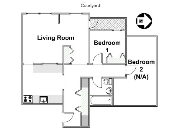 New York 2 Bedroom roommate share apartment - apartment layout  (NY-12829)