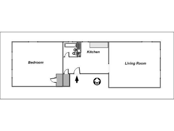 New York 1 Camera da letto appartamento - piantina approssimativa dell' appartamento  (NY-12832)