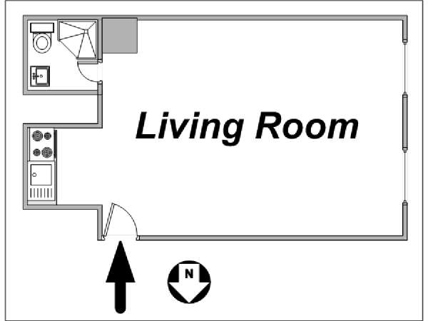 New York Studio T1 appartement bed breakfast - plan schématique  (NY-12949)