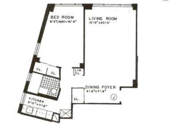 New York T2 logement location appartement - plan sch&eacute;matique  (NY-14013)