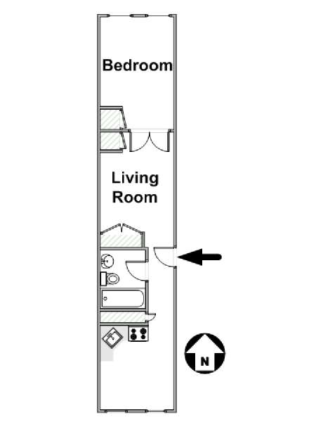 New York 1 Camera da letto appartamento - piantina approssimativa dell' appartamento  (NY-14072)
