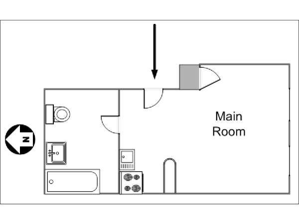 New York Monolocale appartamento - piantina approssimativa dell' appartamento  (NY-14083)