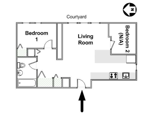 New York 2 Camere da letto stanza in affitto - piantina approssimativa dell' appartamento  (NY-14084)