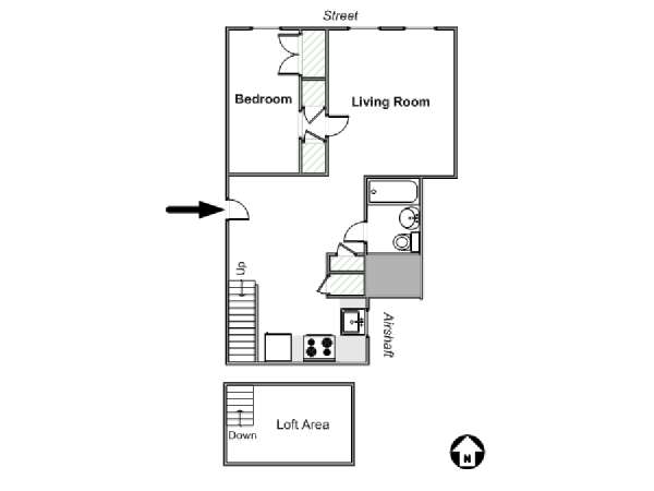 New York T2 logement location appartement - plan schématique  (NY-14089)
