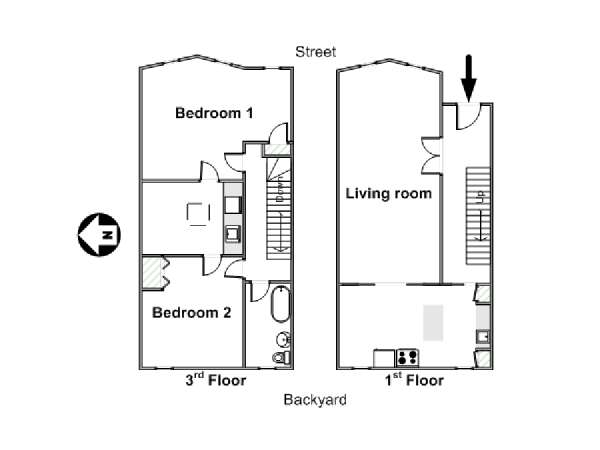 New York 4 Camere da letto stanza in affitto - piantina approssimativa dell' appartamento  (NY-14093)