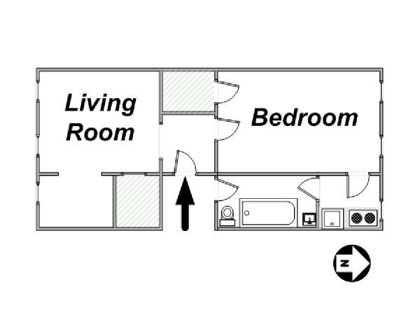 New York 1 Bedroom accommodation - apartment layout  (NY-14108)