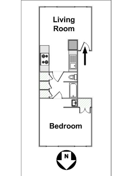 New York 1 Camera da letto appartamento - piantina approssimativa dell' appartamento  (NY-14124)