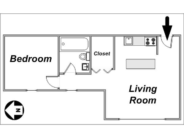 New York 1 Bedroom apartment - apartment layout  (NY-14129)