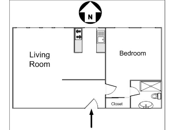 New York 1 Bedroom apartment - apartment layout  (NY-14136)