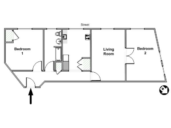 New York T3 appartement colocation - plan schématique  (NY-14153)