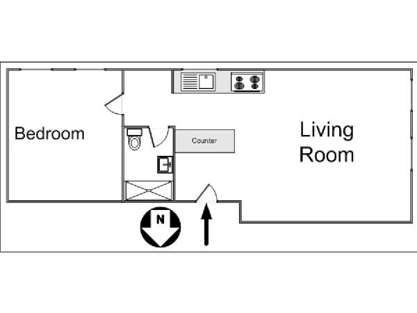 New York 1 Bedroom accommodation - apartment layout  (NY-14156)