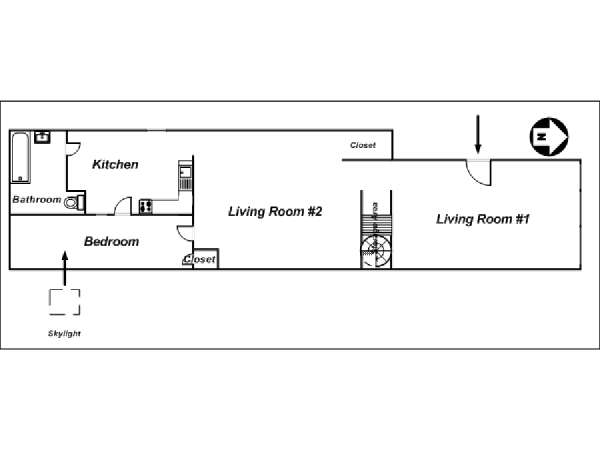 New York 1 Bedroom - Loft accommodation - apartment layout  (NY-14172)