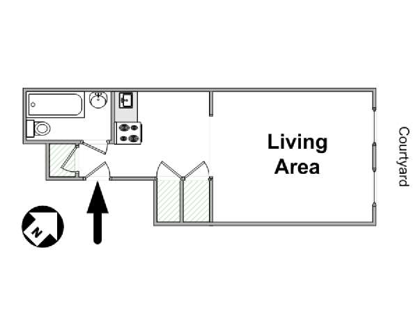 New York Studio T1 logement location appartement - plan schématique  (NY-14179)