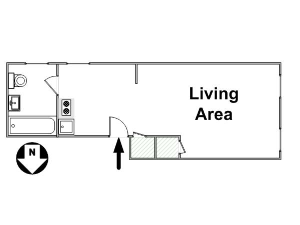 New York Monolocale appartamento - piantina approssimativa dell' appartamento  (NY-14180)