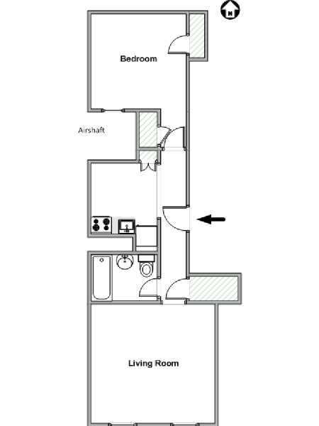 New York 1 Camera da letto appartamento - piantina approssimativa dell' appartamento  (NY-14218)