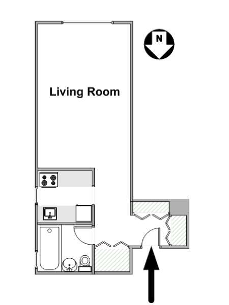 New York Monolocale appartamento - piantina approssimativa dell' appartamento  (NY-14223)
