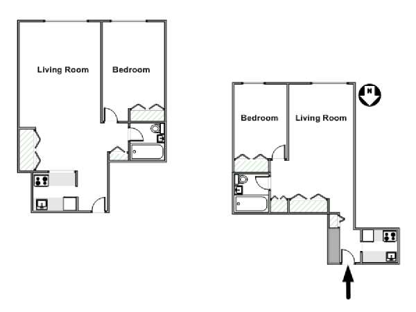 New York 1 Bedroom apartment - apartment layout  (NY-14229)
