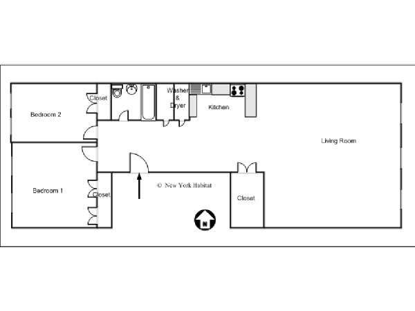 New York 2 Camere da letto appartamento - piantina approssimativa dell' appartamento  (NY-14232)