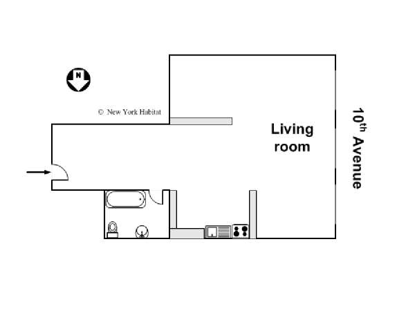 New York Monolocale - Loft appartamento - piantina approssimativa dell' appartamento  (NY-14253)